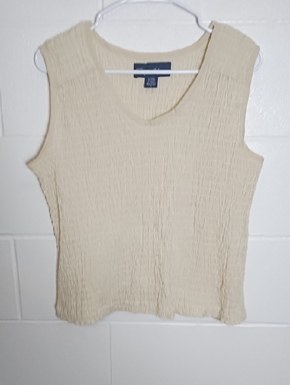 Sleeveless Tank Top with Elasticized Shirring Cotton
